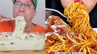 Mukbangers EATING DIFFERENT PASTA AROUND THE WORLD 🌏 [upl. by Marmion]