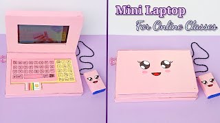 How to make Toy Laptop Phone Holder With paperFor online classDIY Stationery Organizer [upl. by Airdnalahs]