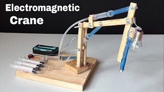 How to Make Hydraulic Powered Crane with Electromagnet at Home [upl. by Eugenie431]