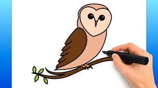 How To Draw A Barn Owl Easy Drawing Tutorial [upl. by Ralfston]