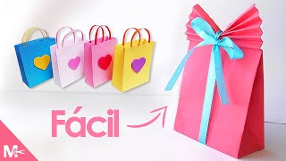 ► Como hacer BOLSAS DE PAPEL para REGALO Fácil 🎁 [upl. by Ingamar233]