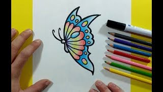 Como dibujar una mariposa paso a paso 17  How to draw a butterfly 17 [upl. by Kcirdek]