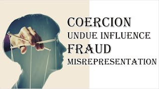 Coercion Undue Influence Fraud Misrepresentation  Indian Contract Act 1872  Law Guru [upl. by Varhol]