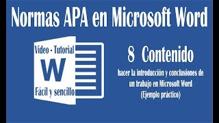 Vídeo 8 hacer introducción y conclusión en un trabajo de Word según normas APA sexta edición [upl. by Ris494]