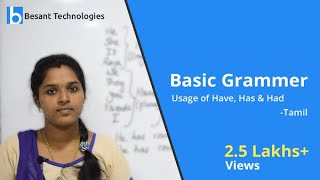 Basic grammar usage of Have Has amp Had in Tamil  Besant technologies [upl. by Nryhtak812]