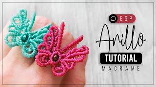 Anillo Mariposa » 🦋 tutorial  como hacer mariposa de hilo  diy ● Macrame 189 [upl. by Ynohtnanhoj175]