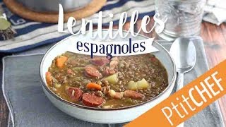 Recette de lentilles à lEspagnole  Lentejas  Ptitchefcom [upl. by Phares]