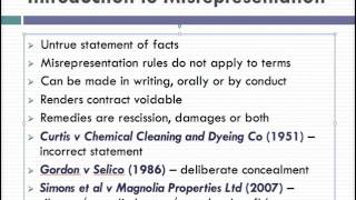 Misrepresentation Lecture 1 of 4 [upl. by Tiphany]