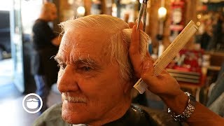 Grandfather Gets Transformational Haircut from Grandson [upl. by Cirdahc]